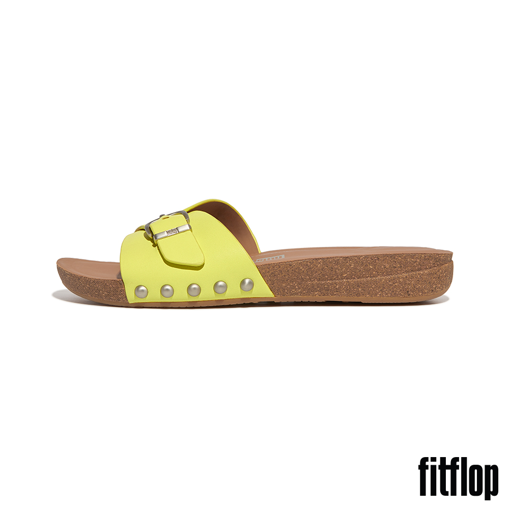 FitFlop 可調式扣環金屬皮革涼鞋(檸檬綠)好評推薦