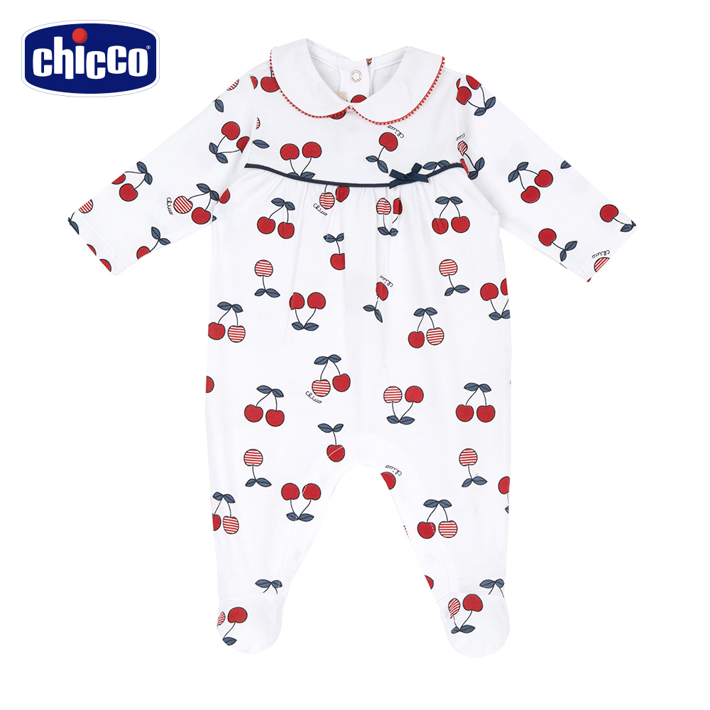 Chicco 24SS-櫻桃小兔-滿版有領後開長袖兔裝好評推