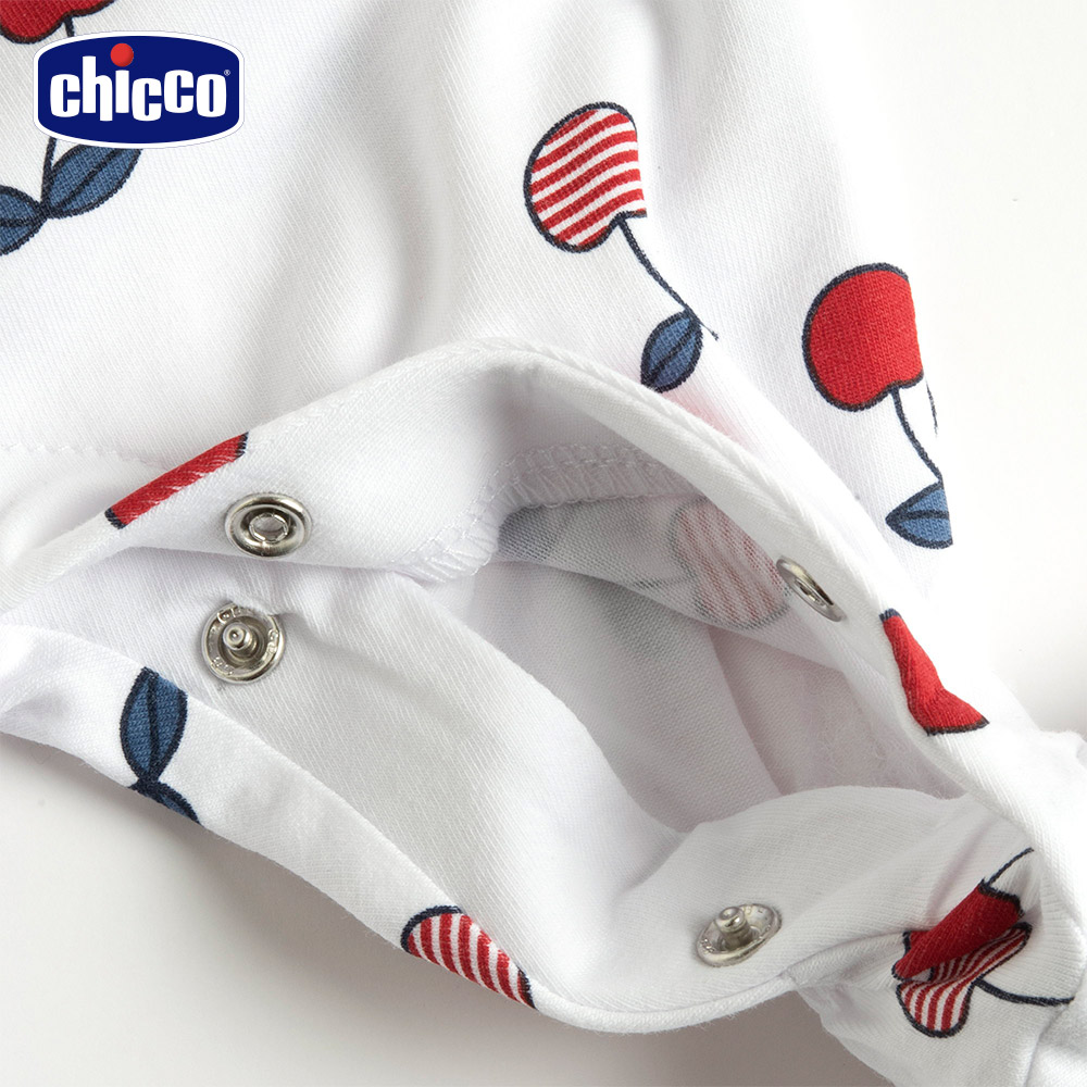 Chicco 24SS-櫻桃小兔-滿版有領後開長袖兔裝好評推