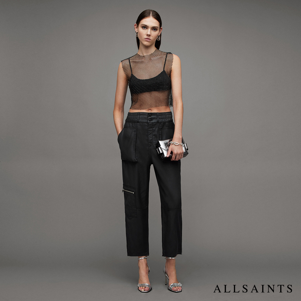 ALLSAINTS HAILEY 漆皮高腰直筒牛仔褲 WE0