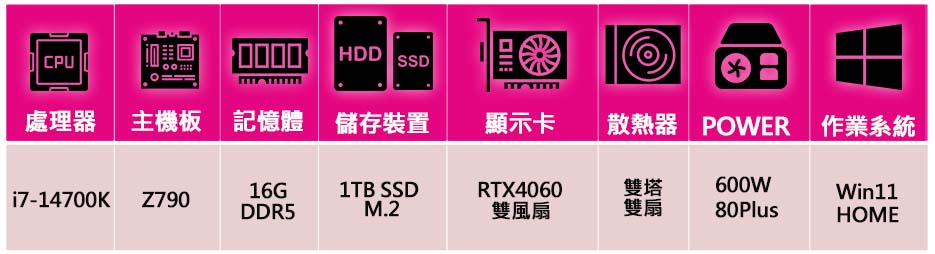 華碩平台 i7二十核 RTX4060 2X WiN11{錦上