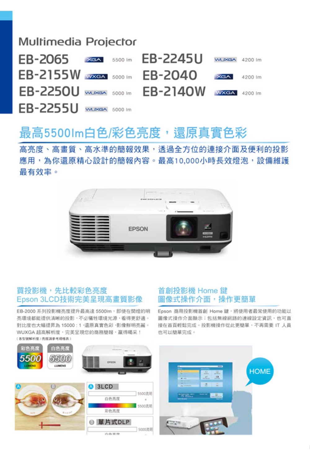 EPSON EB-2065投影機(亮度5500lm)好評推薦