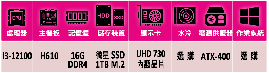 微星平台 i3四核心{壞公爵X}文書機(i3-12100/H