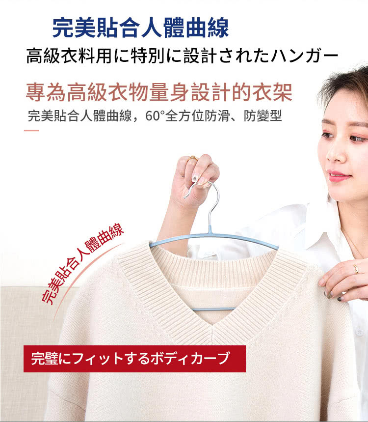 KARY 100入質感加厚防滑無痕毛衣衣架(浸膠衣架) 推薦