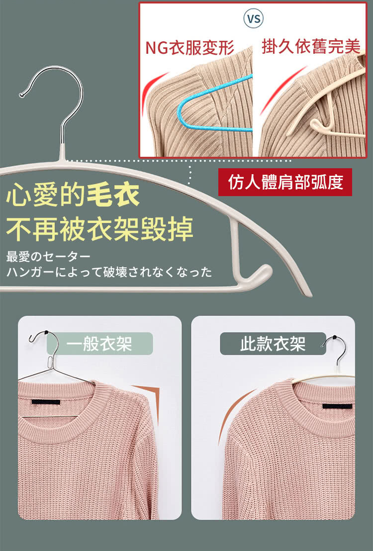 KARY 100入質感加厚防滑無痕毛衣衣架(浸膠衣架) 推薦