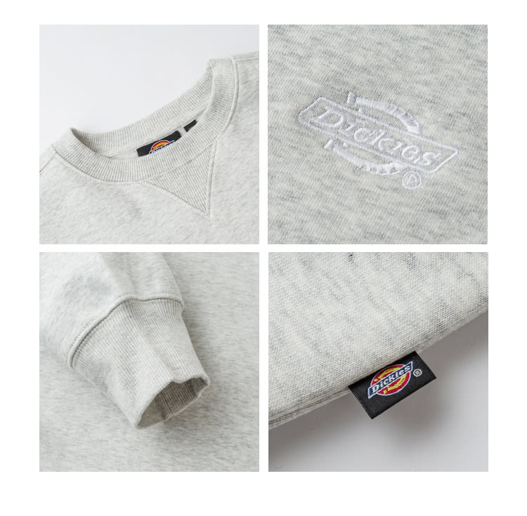 Dickies 女款羽灰色抓絨胸前簡約刺繡Logo長袖休閒大