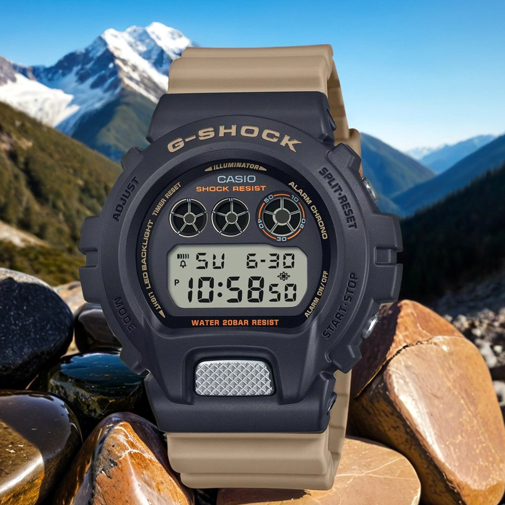 CASIO 卡西歐 G-SHOCK 卡其色系數位手錶(DW-