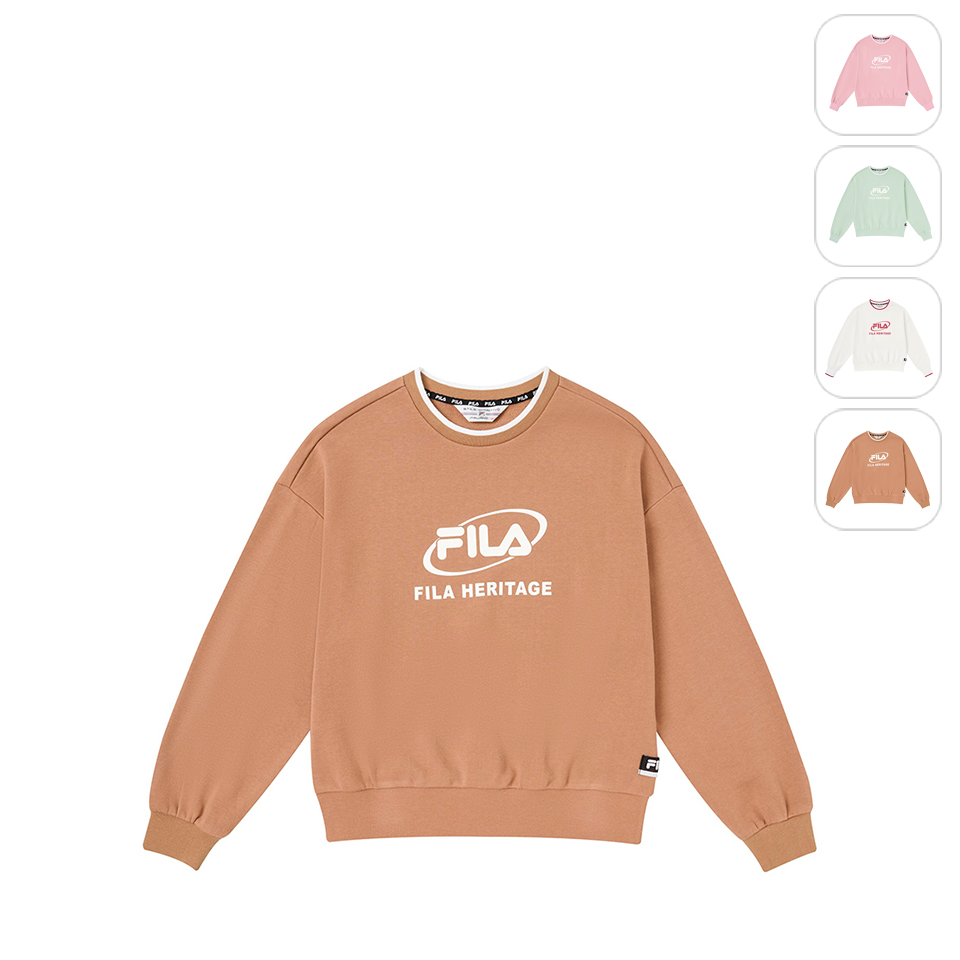 FILA官方直營 女長袖圓領T恤-褐色(5TEY-5469- FILA官方直營 女長袖圓領T恤-褐色(5TEY-5469-