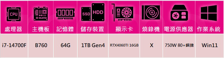 華碩平台 i7廿核GeForce RTX 4060TI Wi