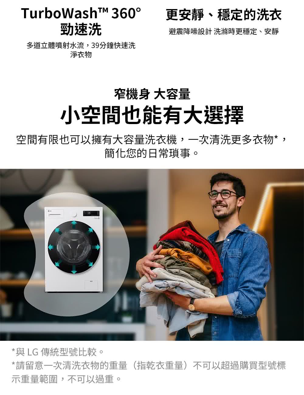 請留意一次清洗衣物的重量指乾衣重量不可以超過購買型號標