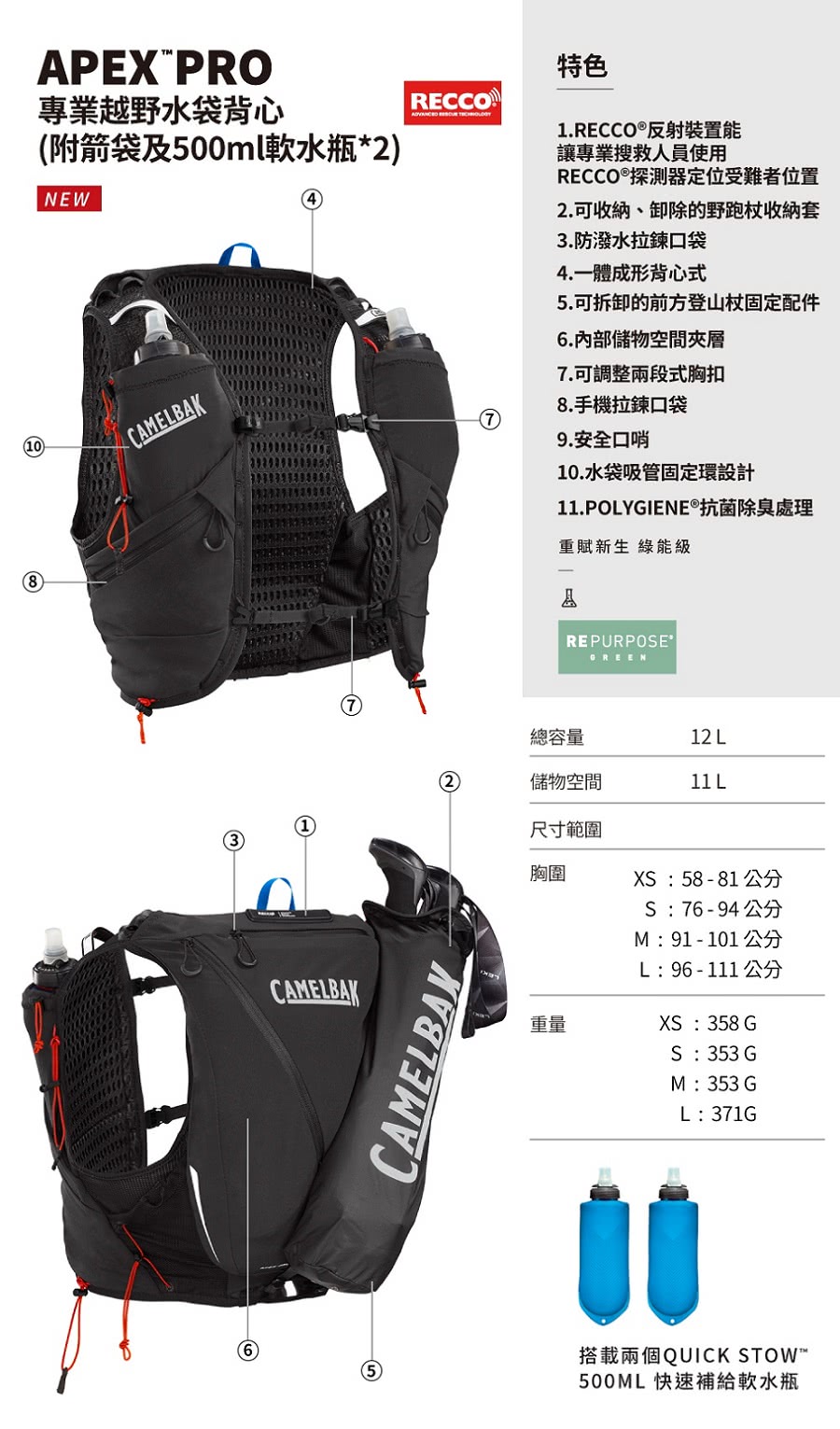 CAMELBAK Apex Pro12 專業越野水袋背心附0