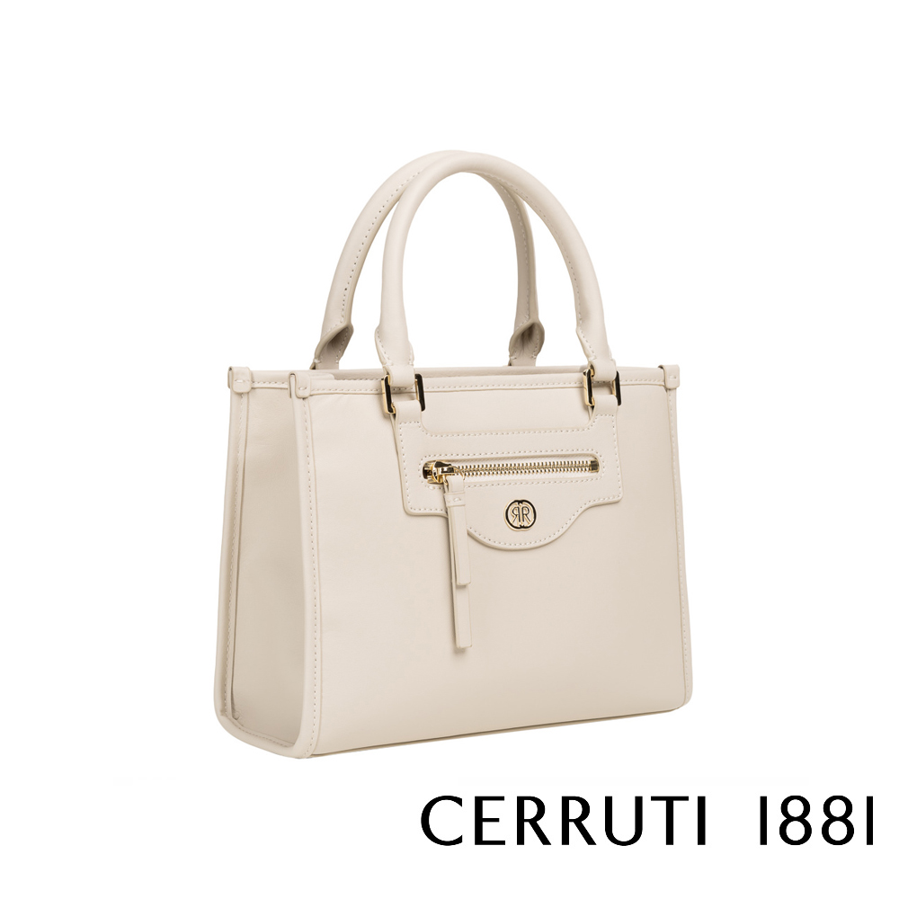 Cerruti 1881 義大利頂級小牛皮手提包側背包(白色