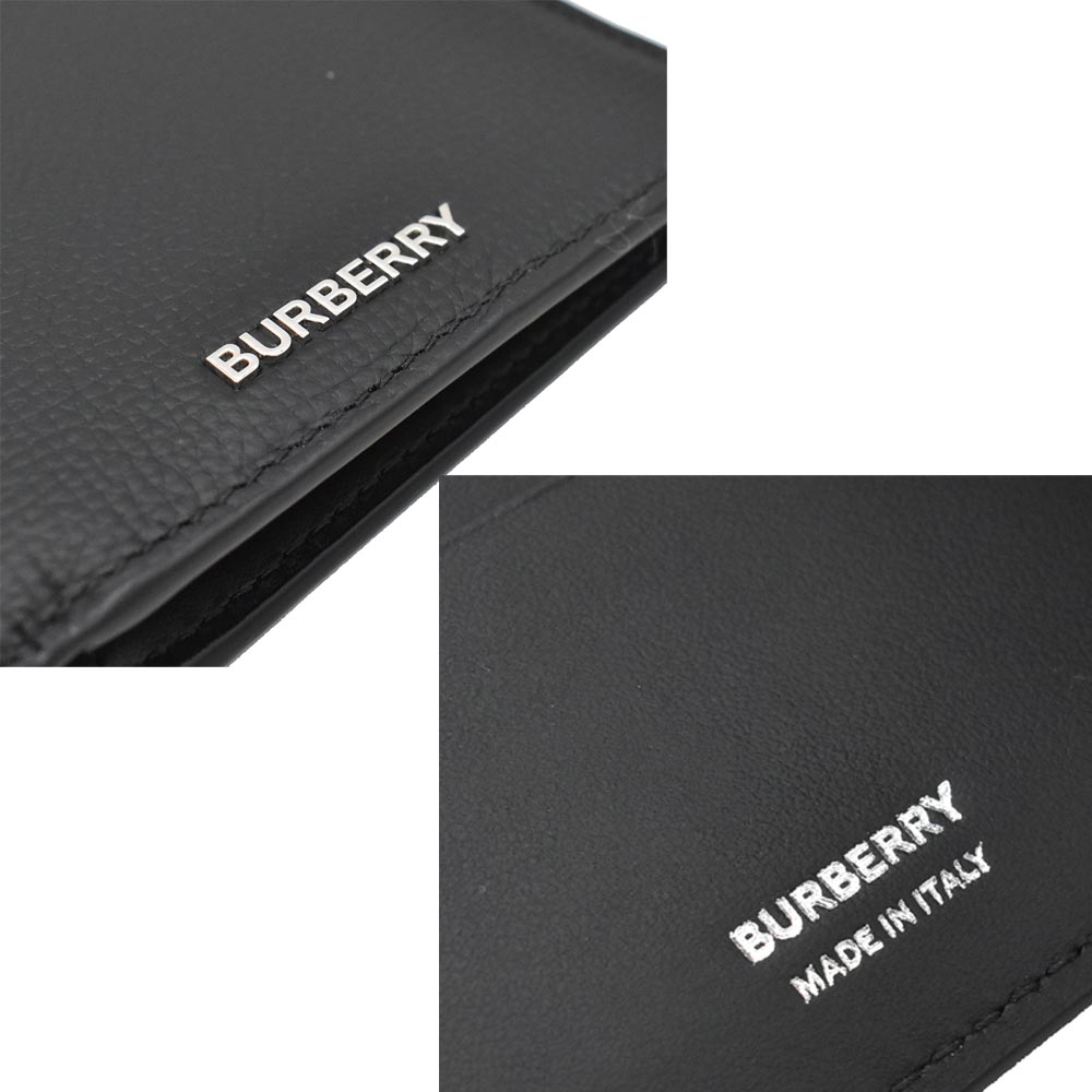 BURBERRY 巴寶莉 牛皮素面LOGO對開八卡短夾優惠推