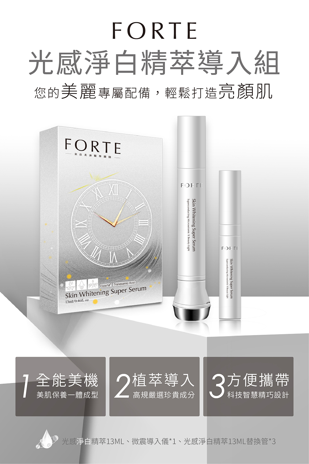 FORTE 台塑生醫超光感逆齡美膚組(導入儀x1 + 淨白面