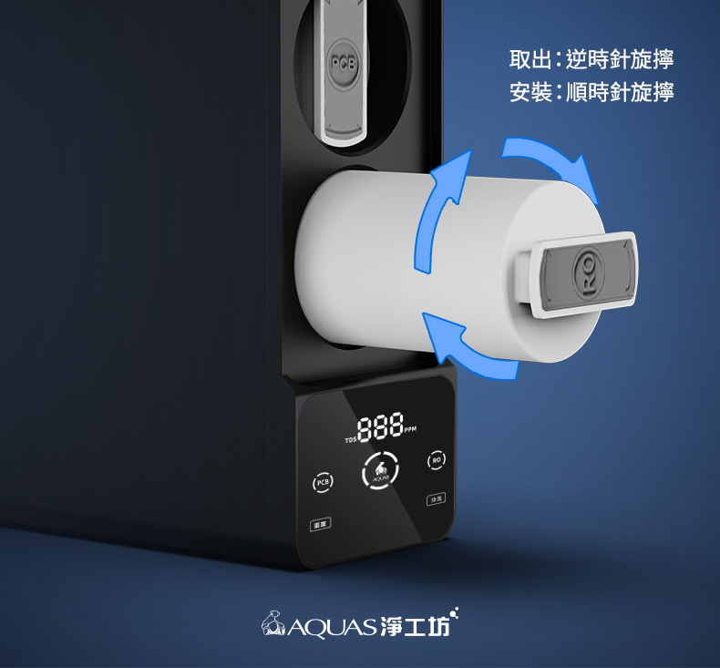 AQUAS淨工坊 取出逆時針旋擰 安裝順時針旋擰 