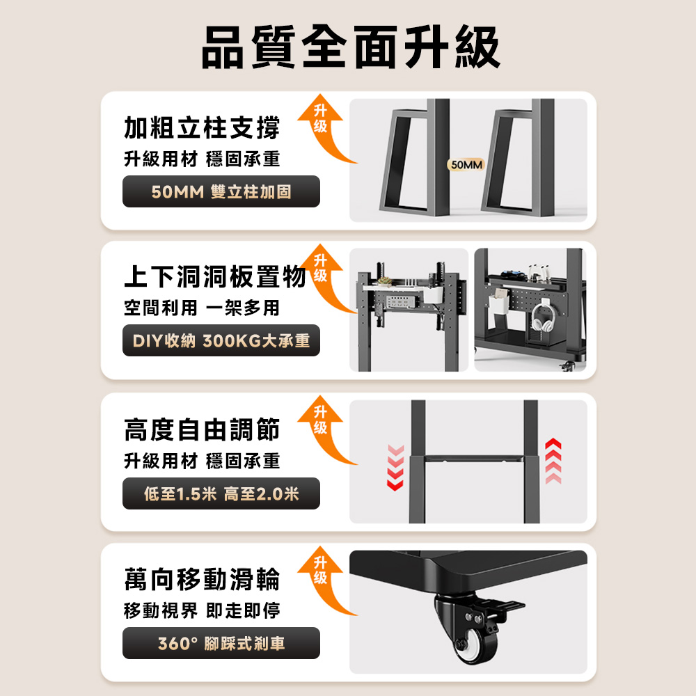 知家家 電視架 電視機架 移動式電視架 電視立架(可適用40