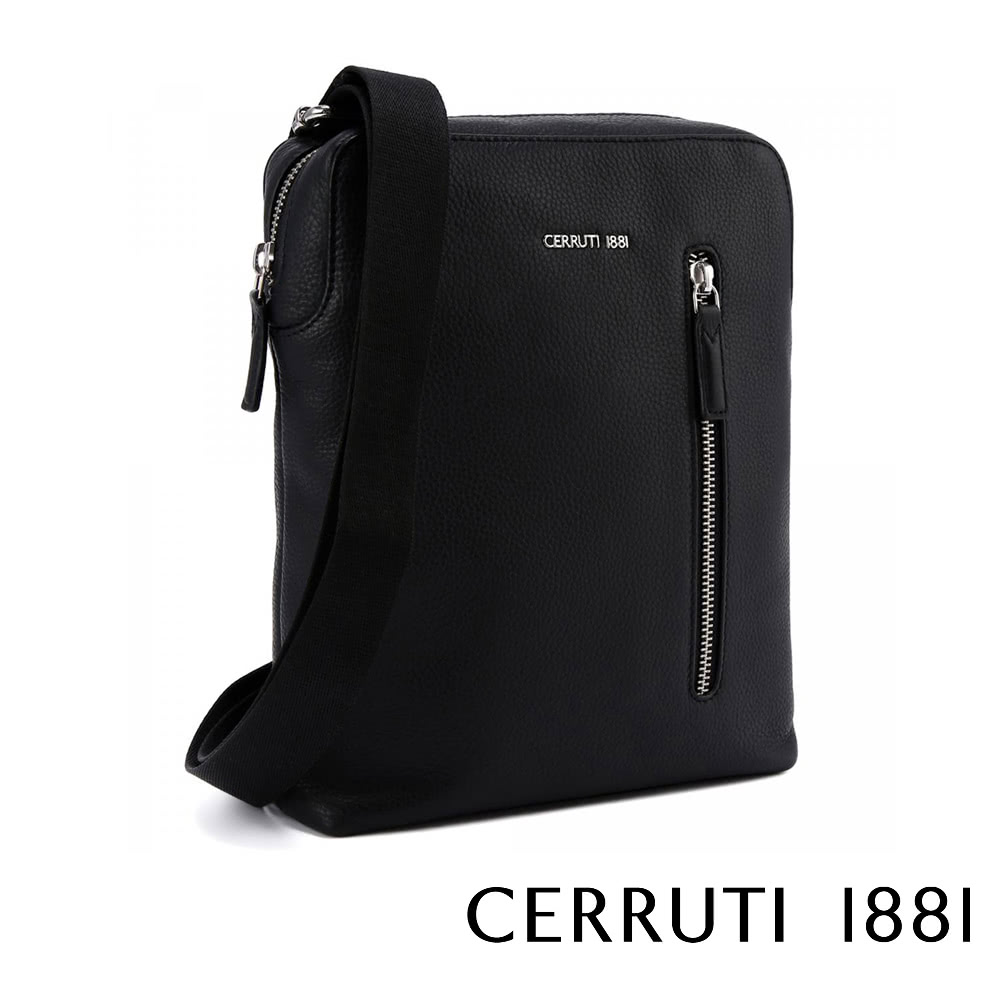 Cerruti 1881 義大利頂級小牛皮肩背包側背包(黑色