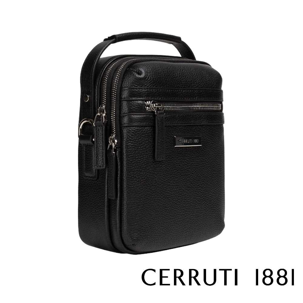 Cerruti 1881 義大利頂級小牛皮肩背包側背包(黑色