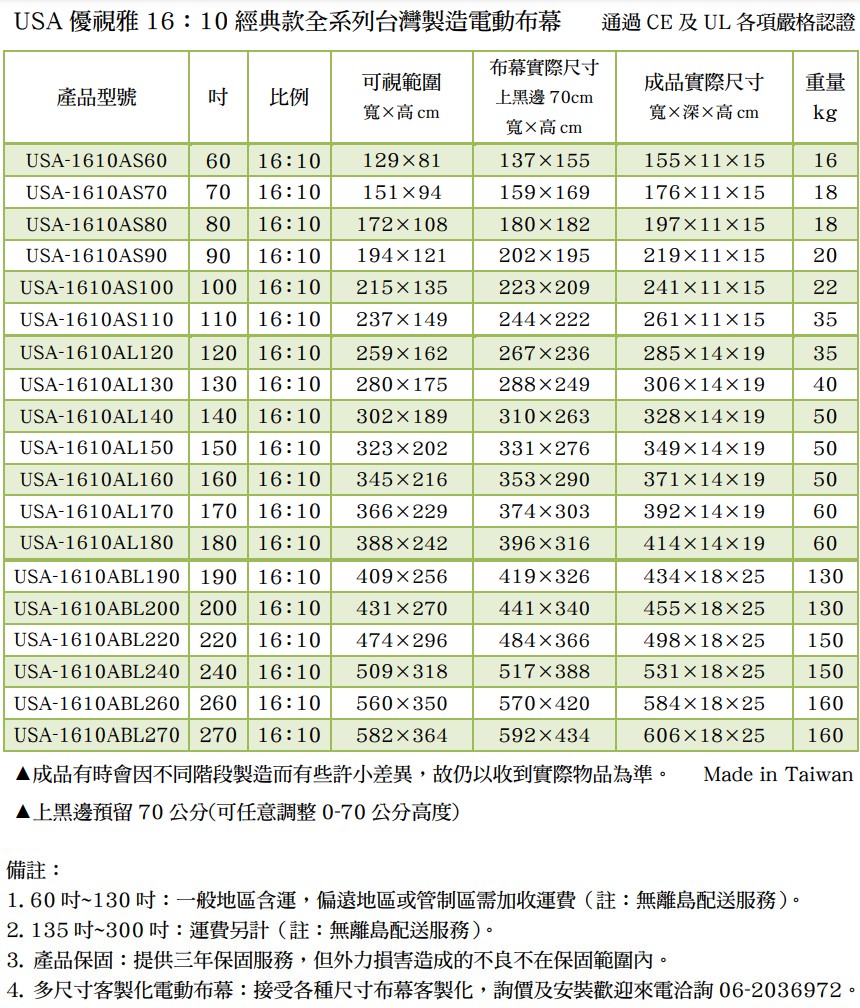 USA優視雅 110 吋 - 詳情1