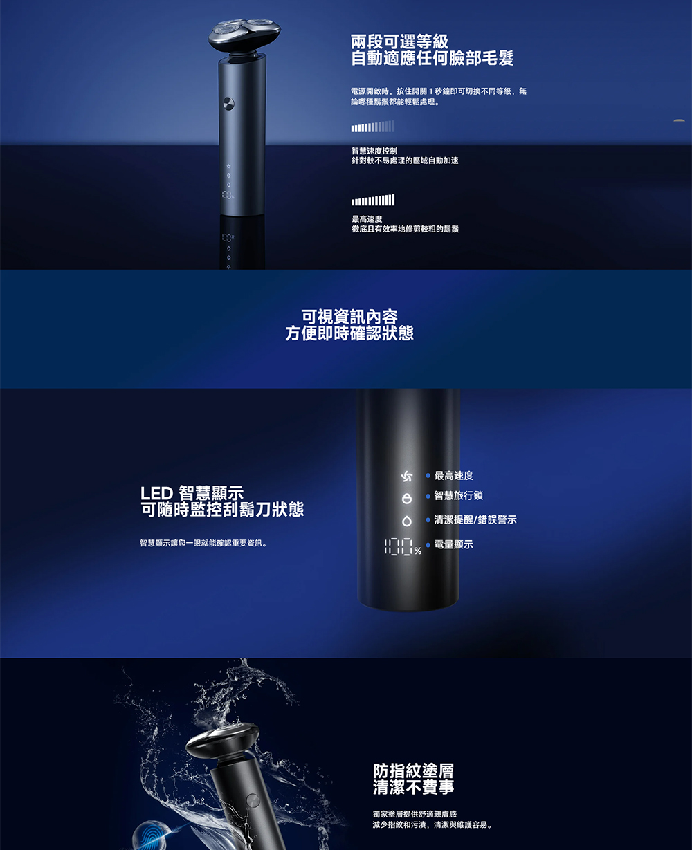 電源開啟時,按住開關1秒鐘即可切換不同等級,無