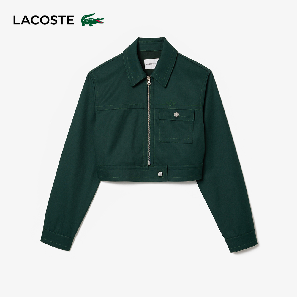 LACOSTE 女裝-短版撞色明線夾克(深綠色)好評推薦