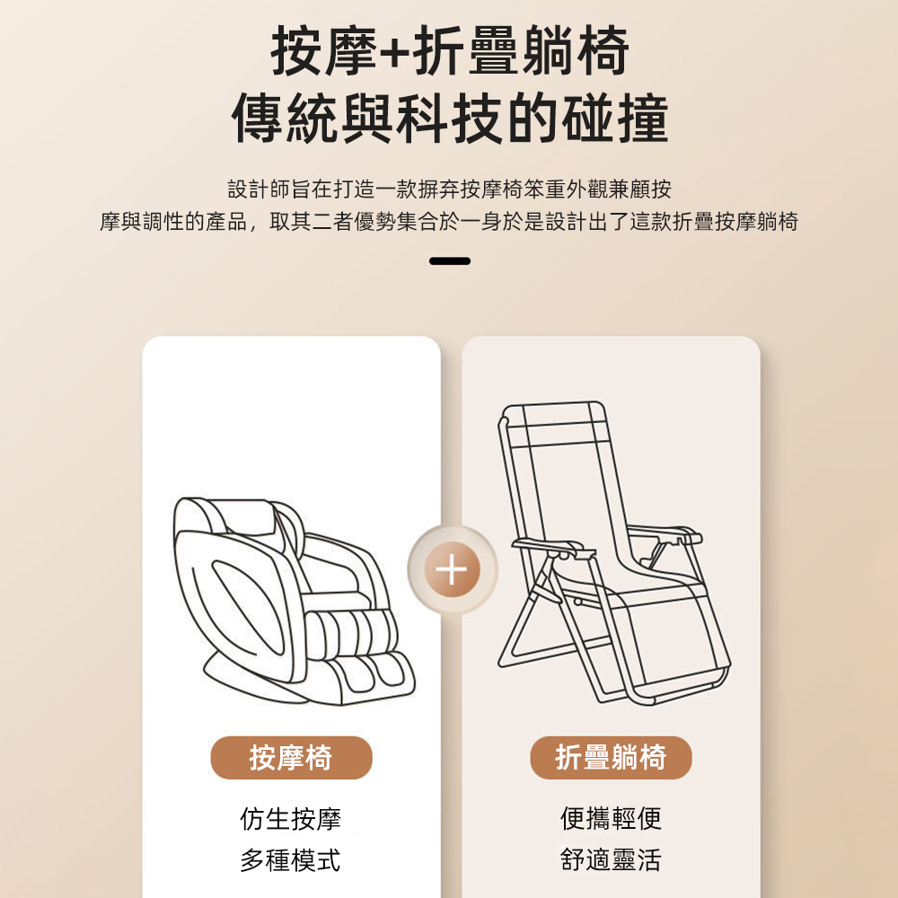 摩與調性的產品,取其二者優勢集合於一身於是設計出了這款折疊按摩躺椅