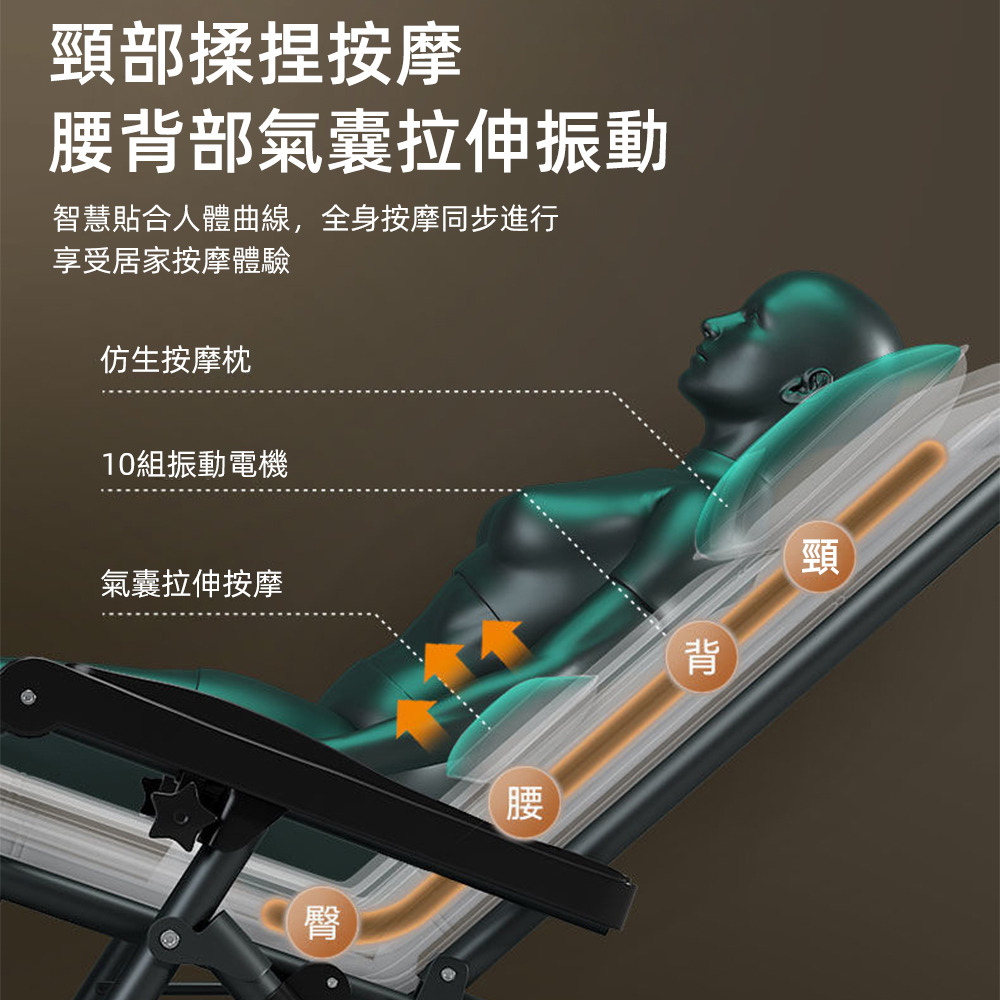 智慧貼合人體曲線,全身按摩同步進行