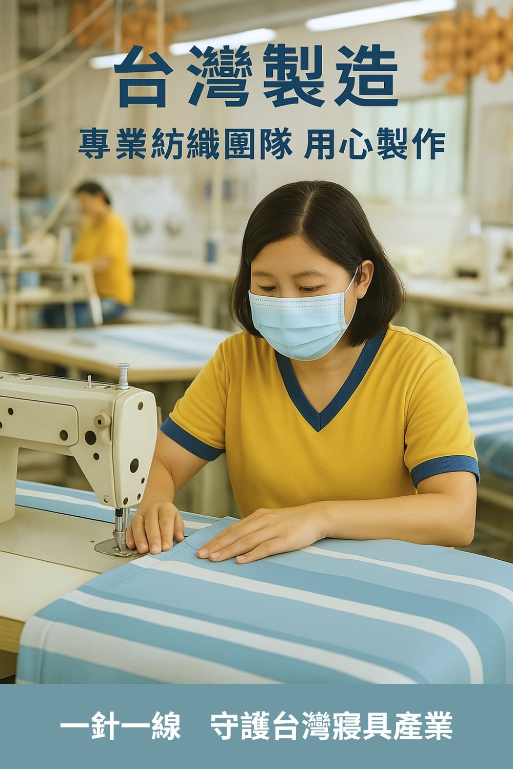 台灣製造 專業紡織團隊 用心製作 一針一線 守護台灣寢具產業 