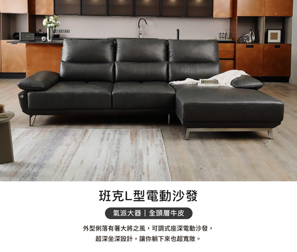 TAHAN casa 大漢家具 班克L型電動沙發(含艾伯多功