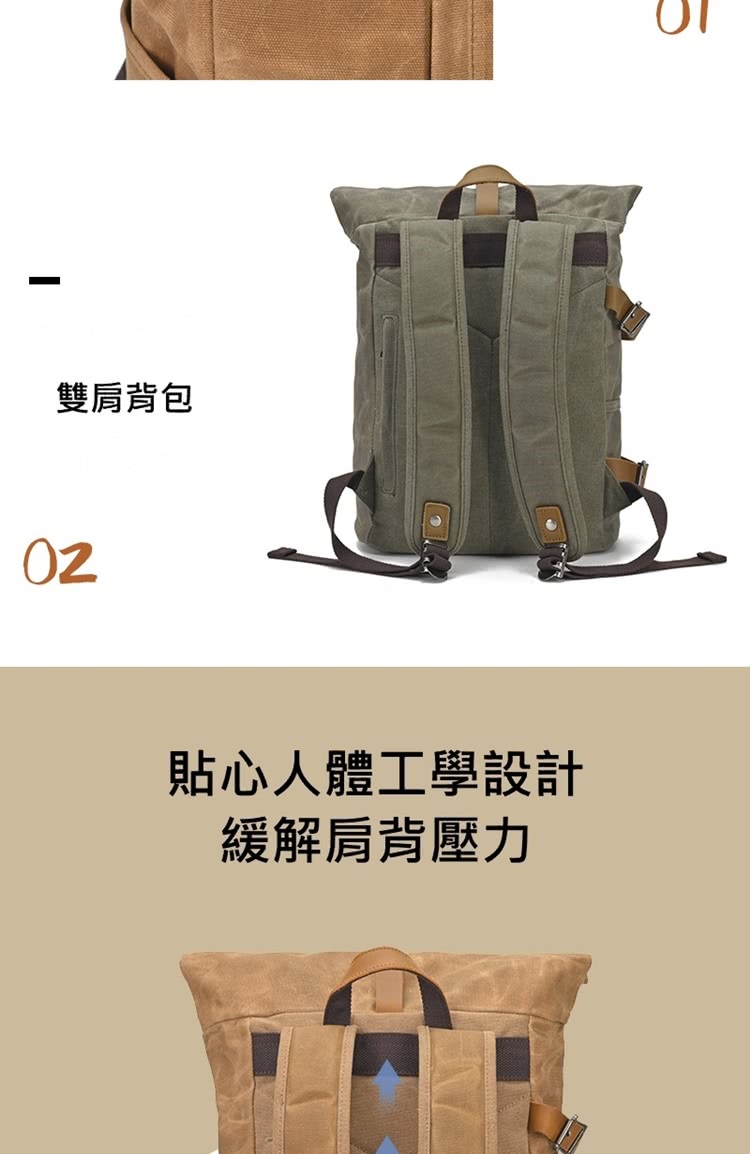 雙肩背包 貼心人體工學設計 緩解肩背壓力 