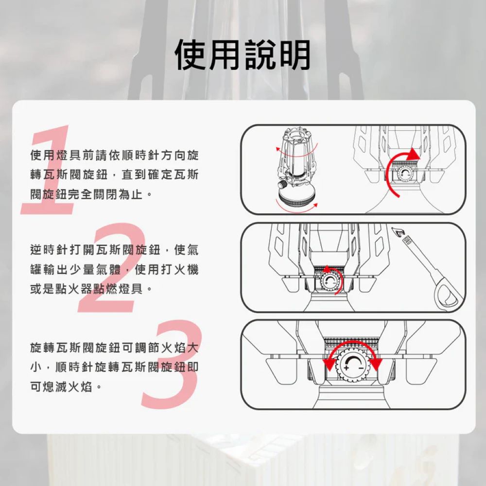 使用燈具前請依順時針方向旋