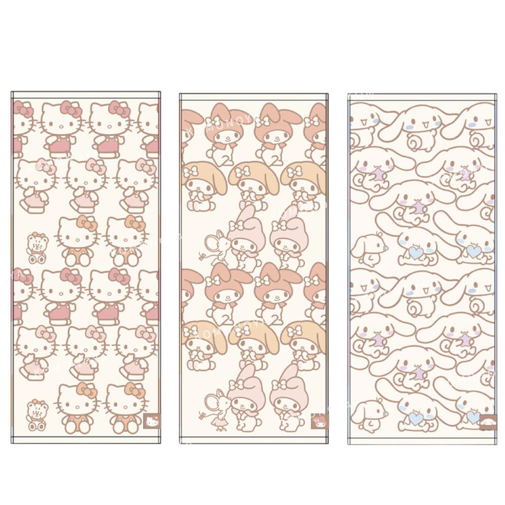 小禮堂 Sanrio 三麗鷗 34x80cm 天然色長毛巾 