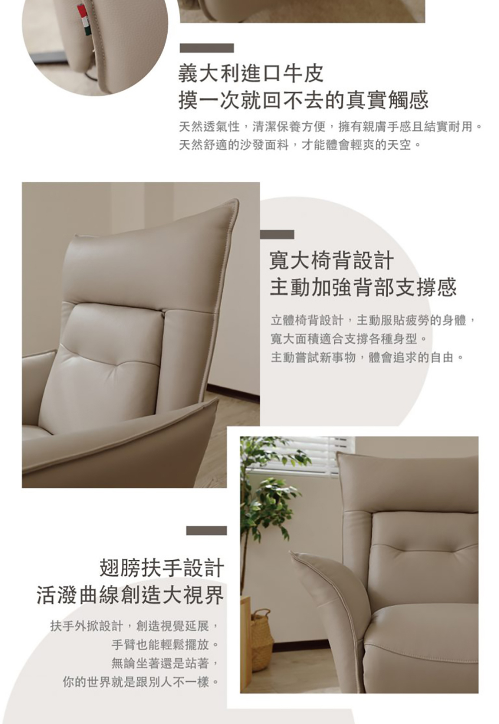TAHAN casa 大漢家具 聖卡羅單人電動沙發(含艾伯多