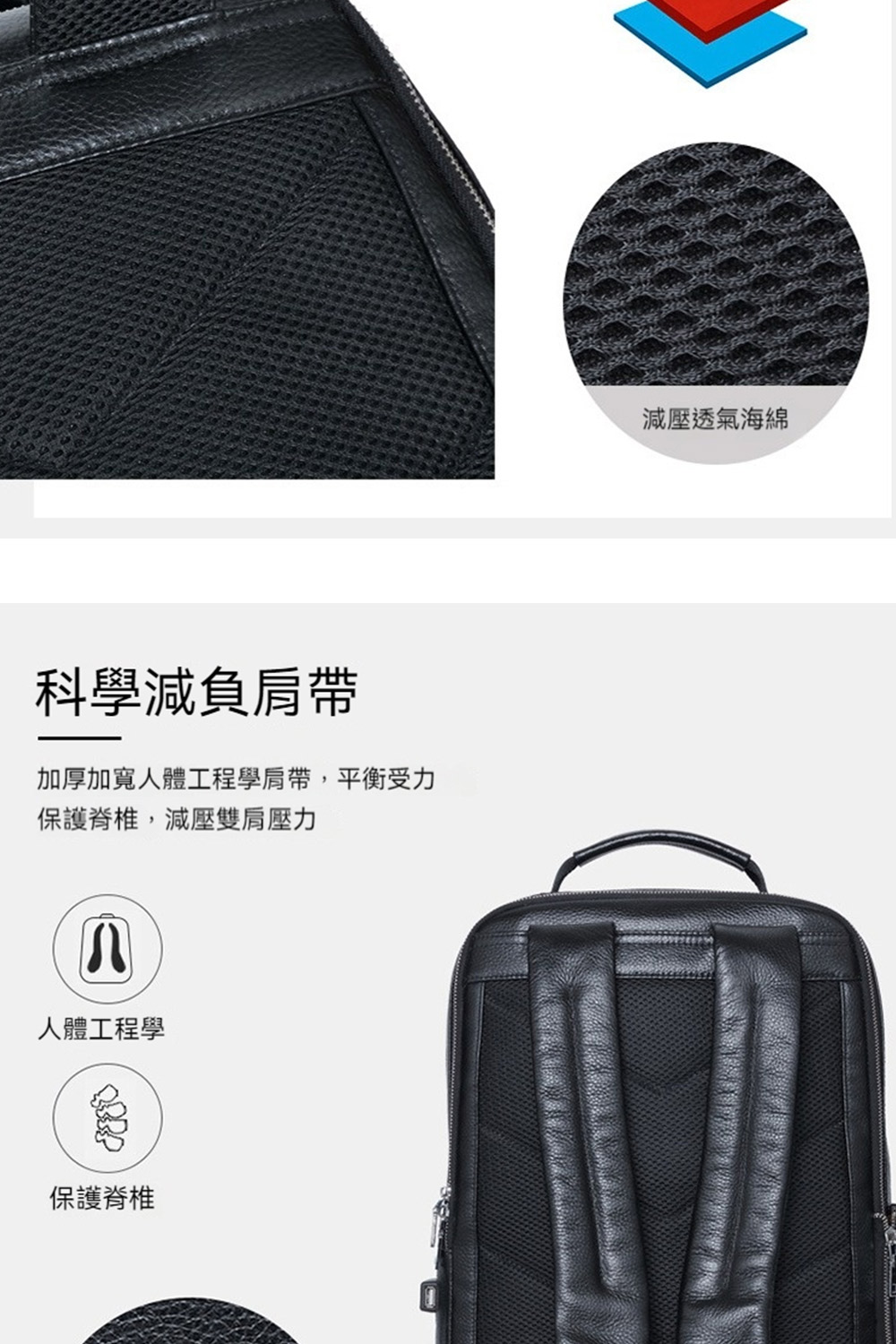 加厚加寬人體工程學肩帶,平衡受力