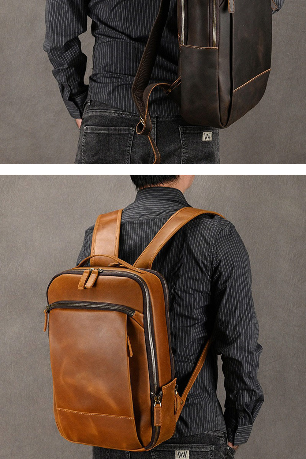 MoonDy 復古後背包 電腦後背包 真皮背包 大容量後背包 MoonDy 復古後背包 電腦後背包 真皮背包 大容量後背包