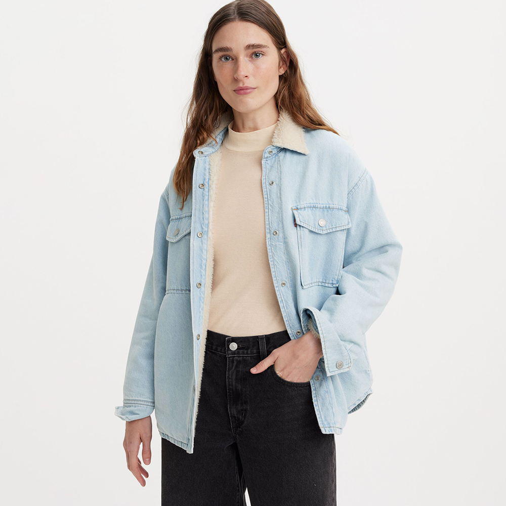 LEVIS 女款 鋪毛翻領丹寧牛仔外套 人氣新品 A7183