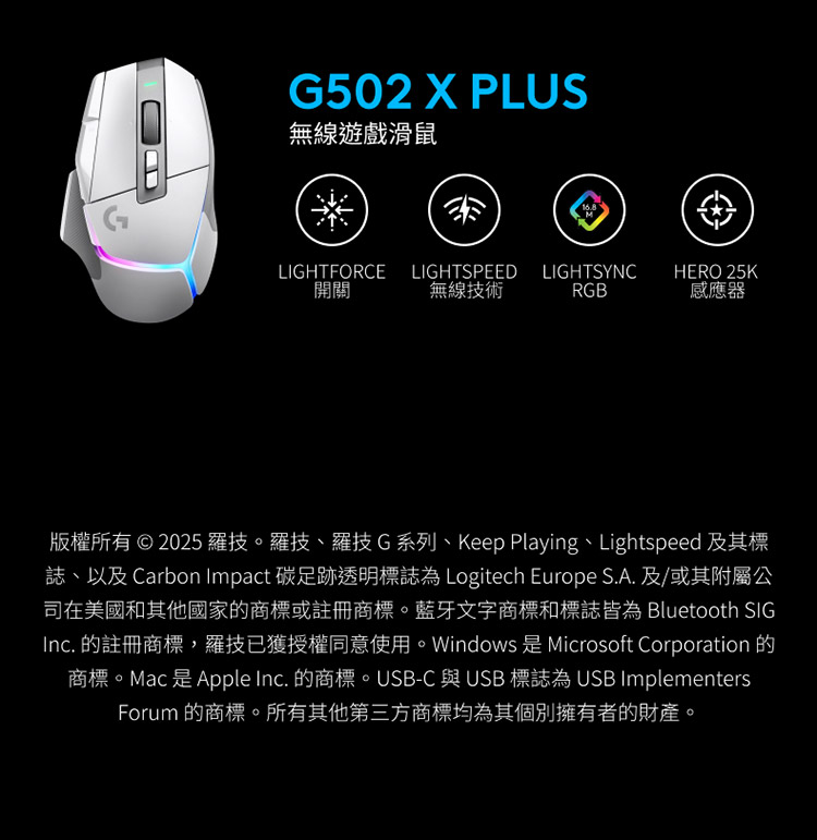 誌、以及 Carbon Impact 碳足跡透明標誌為 Logitech Europe S.A. 及或其附屬公