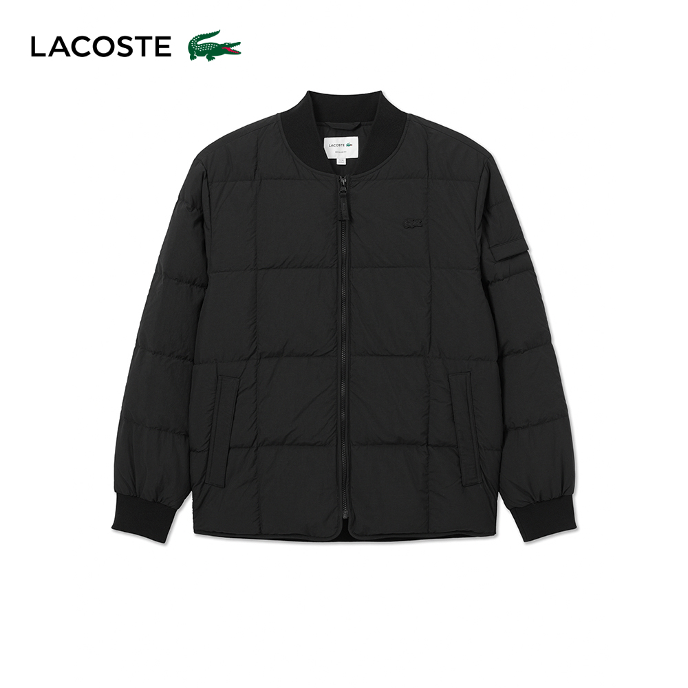 LACOSTE 男裝-車線大格紋鋪棉外套(黑色) 推薦