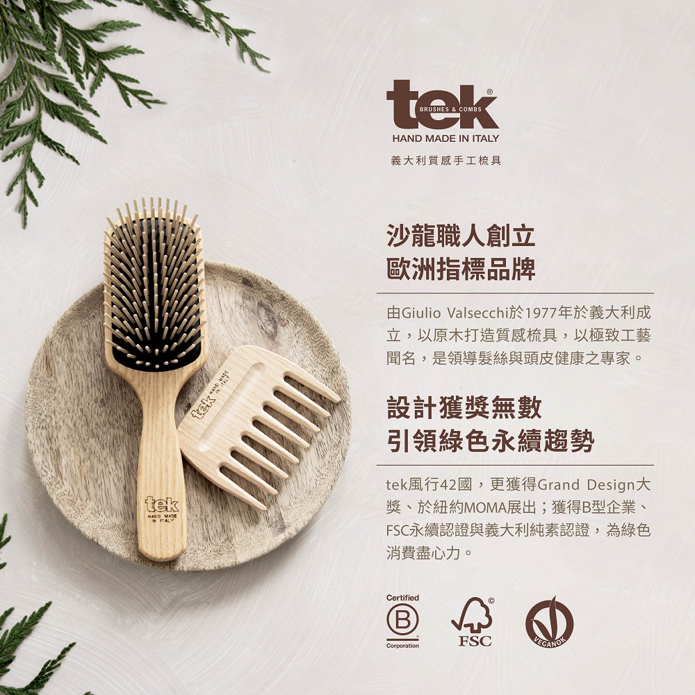 tek 天然梣木按摩梳 握握梳 旅行按摩養護梳組(角質淨化7