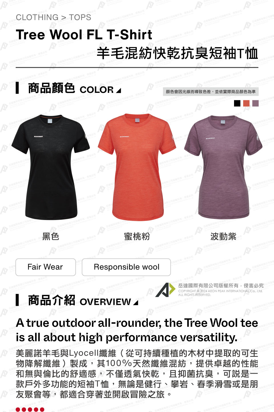 Mammut 長毛象 Tree Wool FL T-Shir