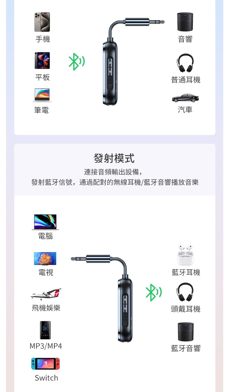 發射藍牙信號,通過配對的無線耳機藍牙音響播放音樂