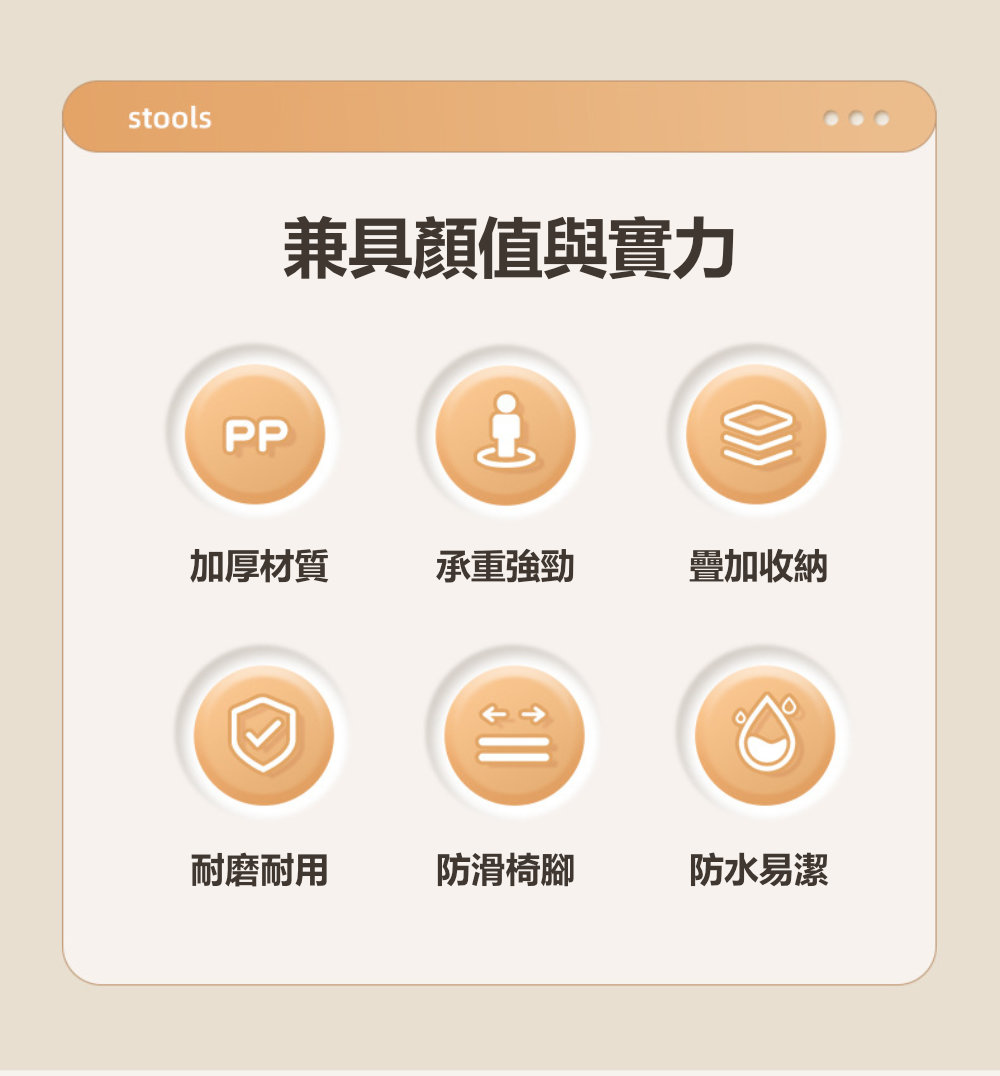 Dagebeno荷生活 加厚PP材質可疊加收納小凳子 防水好