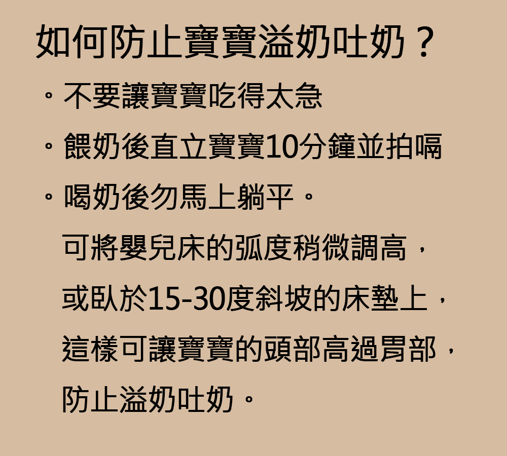 ,餵奶後直立寶寶10分鐘並拍嗝