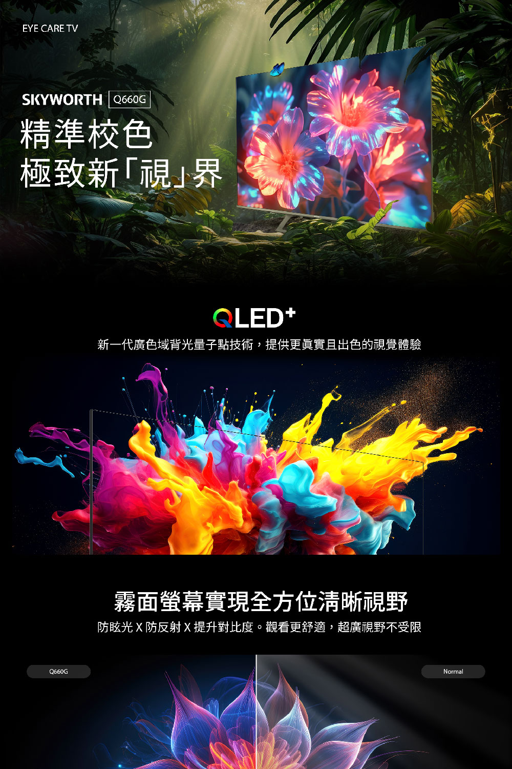 精準校色 極致新視界 新一代廣色域背光量子點技術,提供更眞實且出色的視覺體驗 霧面螢幕實現全方位清晰視野 防眩光X防反射X提升對比度。觀看更舒適,超廣視野不受限