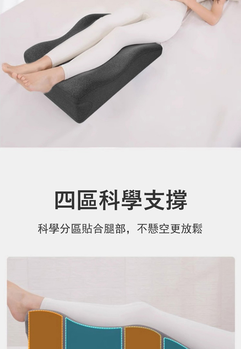 四區科學支撐 科學分區貼合腿部,不懸空更放鬆 