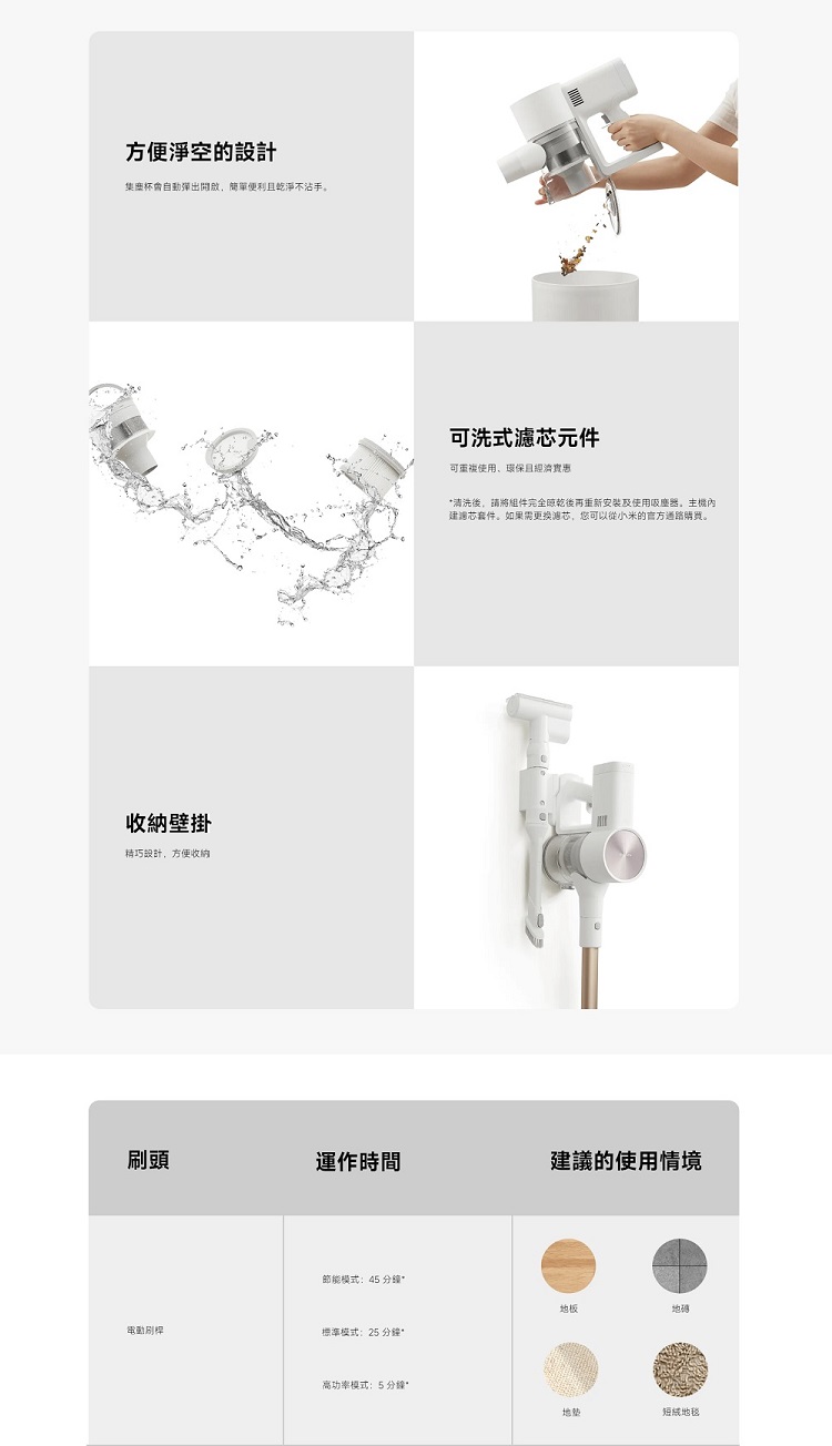 清洗後,請將組件完全晾乾後再重新安裝及使用吸塵器。主機內