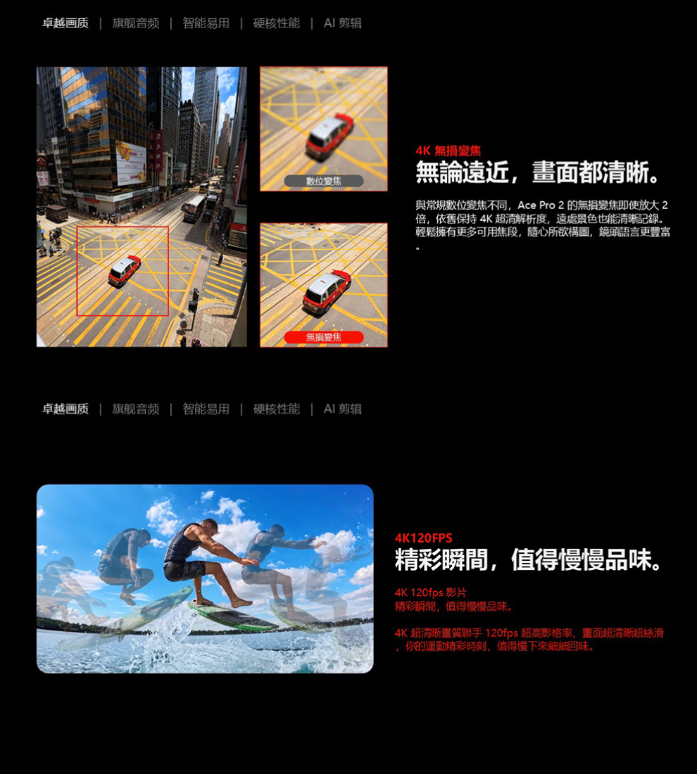 與常規數位變焦不同,Ace Pro 2 的無損變焦即使放大2