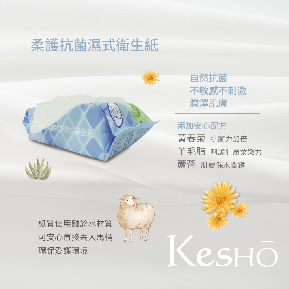 Kesho 柔護抗菌濕式衛生紙20抽；27包組(濕式衛生紙 