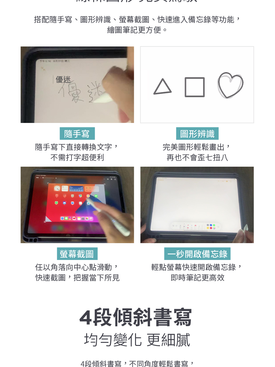 搭配隨手寫、圖形辨識、螢幕截圖、快速進入備忘錄等功能,