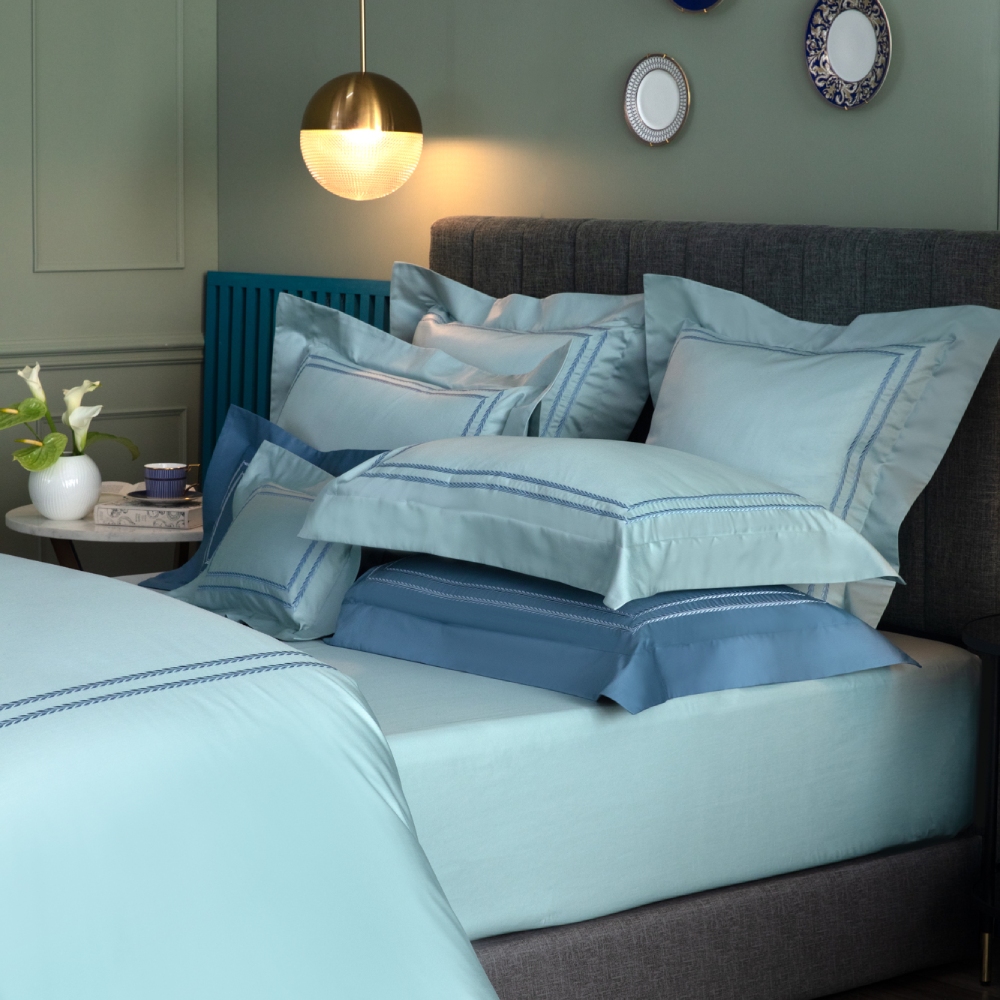 WEDGWOOD 600織埃及棉 鬆緊床包1入｜璀璨 醚海藍